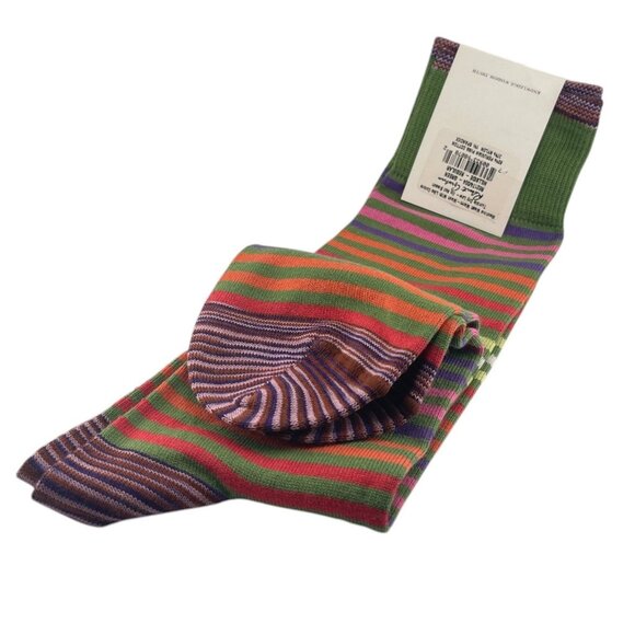 Robert Graham Mens Hillside Regular Striped Socks Green/Purple/Orange - Picture 6 of 7